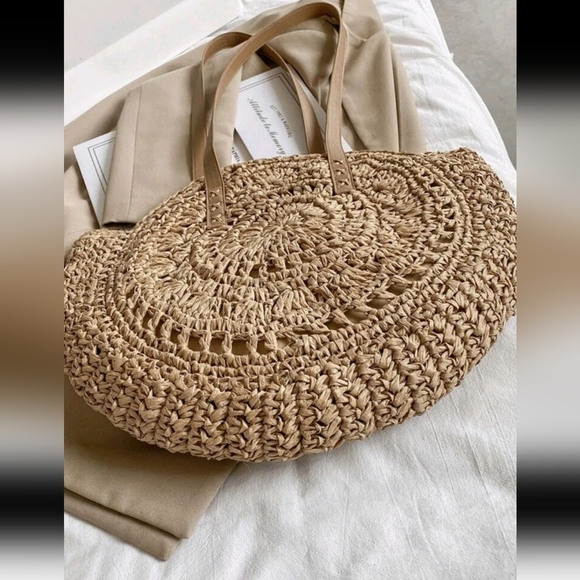 Boho Hollow-Out Straw Stodios  Woven Beach Round Large  Shoulder  bag‎ fo… - Picture 6 of 6